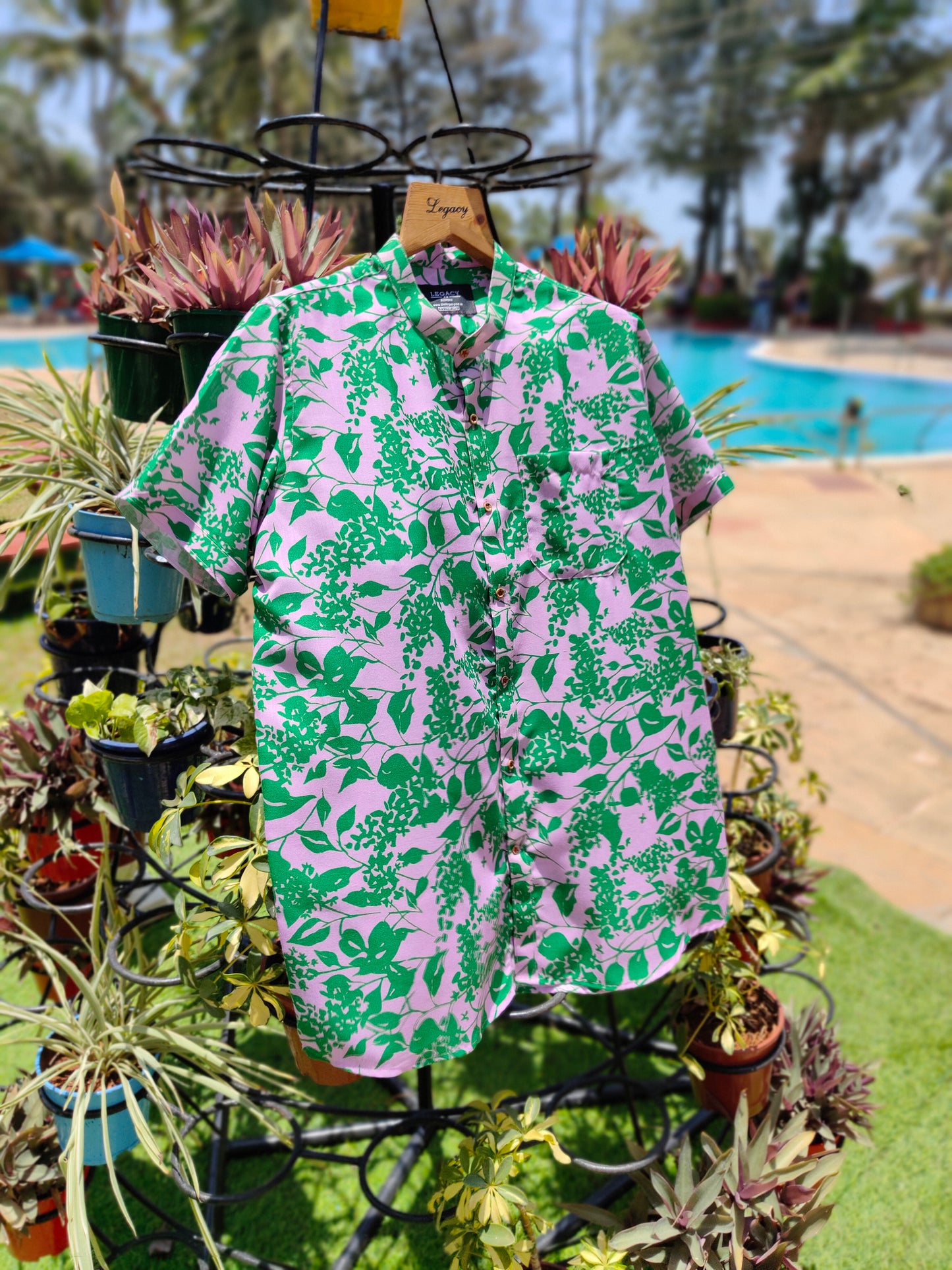 Coral Tropical Aloha Shirt