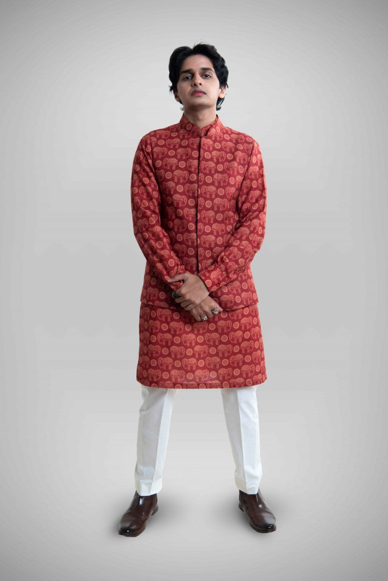 ELEPHANT PRINT BANDI KURTA