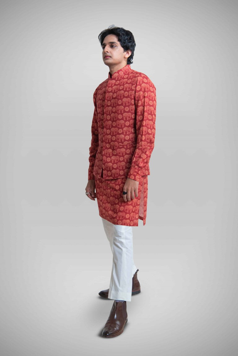 ELEPHANT PRINT BANDI KURTA